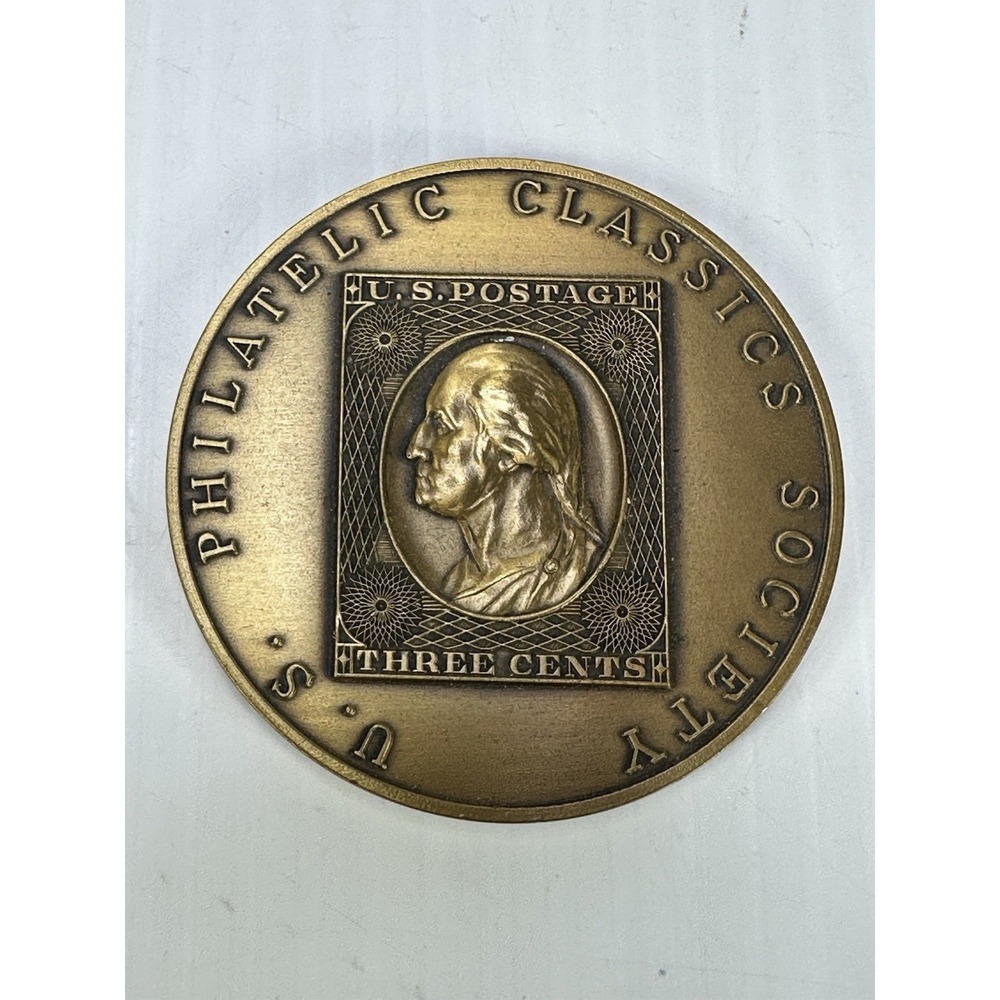 Vintage Brass American US Philatelic Classics Society George Washington Stamp